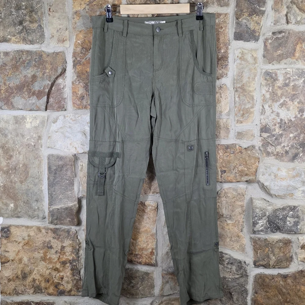 NWT Gosilk Iconic Silk Army Pants In Camo Green